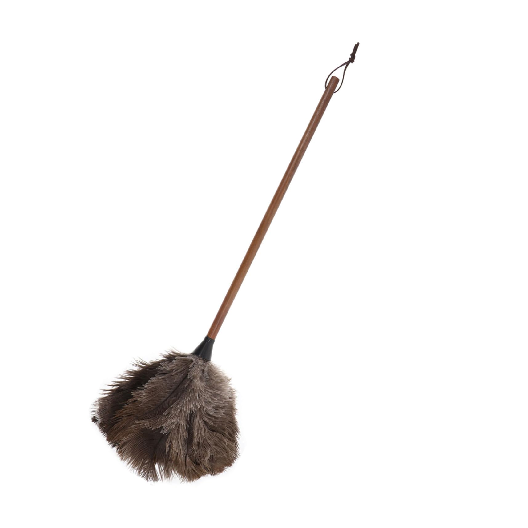 Plumero De Plumas De Avestruz Negro Mango De Nogal Mate, Herramienta De Limpieza Para Hogar, Capturador De Polvo Sin Químicos, Polvo Para Muebles, Uso Doméstico
