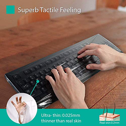 [3 Pack] Universal Fully Covered Flat Style 0.025mm Wipeable Superb Tactile Feeling Waterproof Anti-Dust Keyboard Cap Cover for Desktop Keyboard with Numeric Hospital/Dentist Use - Thumbnail 6