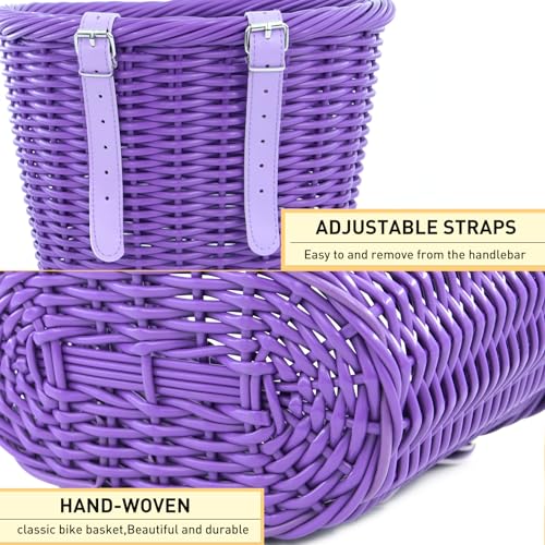 Image of ZUKKA Handlebar Bike Basket,Front Handlebar Adult Storage Basket, Waterproof with Leather Straps,Bicycle Accessory
