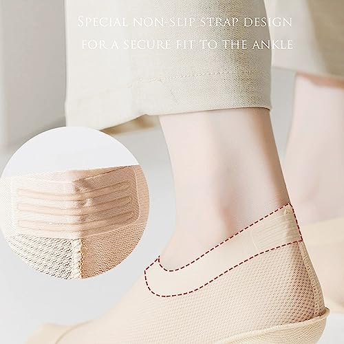 Image of Ultra Thin Liner Socks Non Slip Nylon No Show Socks Womens Lightweight Breathable 3 & 4 & 6 Pair Packs