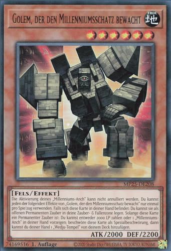 Golem, der den Millenniumsschatz bewacht MP25-DE208 Ultra Rare Deutsch Boosterfrisch 1. Auflage - 2025 Mega-Pack Tin - mit ReCollectibles-Versandschutz - für Yu-Gi-Oh!