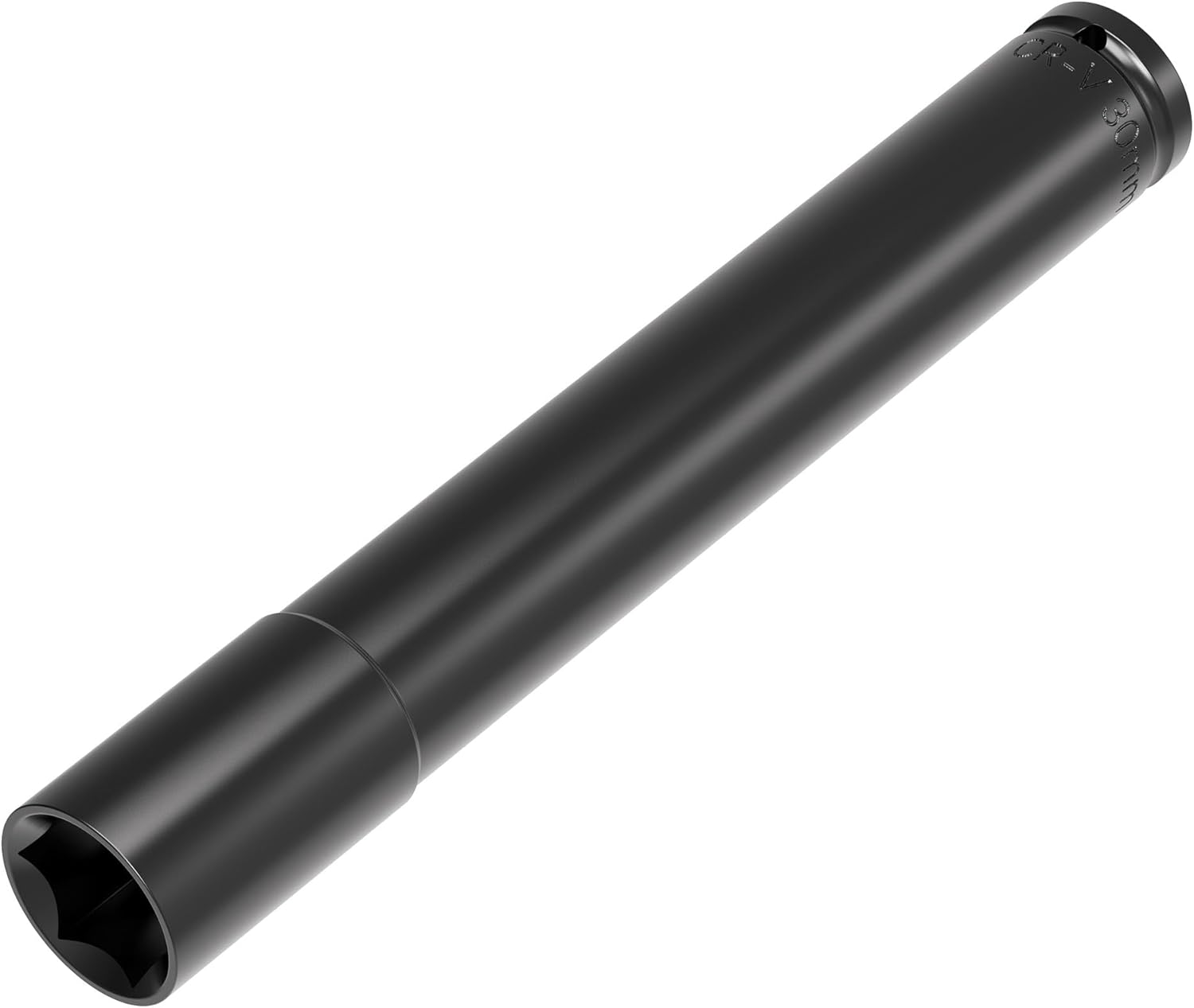 1/2 Inch Drive by 30mm Deep Impact Socket, Heat-Treated CR-V Steel 8 Inch Length, 6-Point Metric Sizes