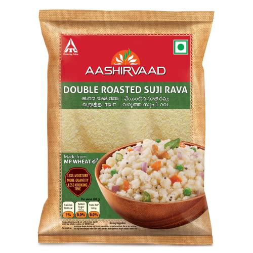 Aashirvaad Double Roasted Suji Rava, 500g - Less moisture, more quantity, less cooking time