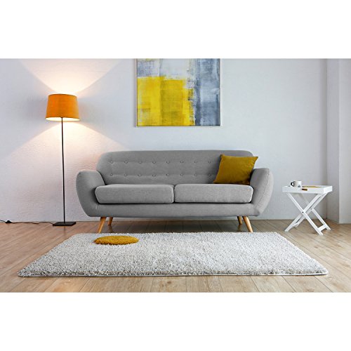 CONCEPT USINE - Canapé Scandinave Helsinki 3 Places Gris - Canapé Nordique Moderne en Tissu avec Accoudoirs - Largeur 197 cm - Equilibre, Confort, Design, Résistant