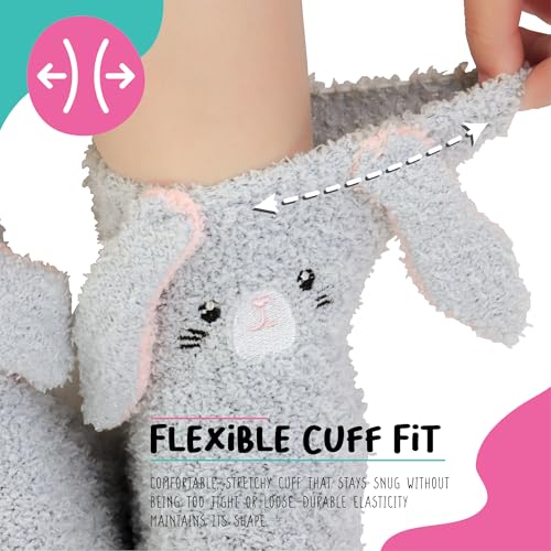 Image of POPCRAZE Novelty Fuzzy Bunny Socks Unisex Soft Plush Cozy