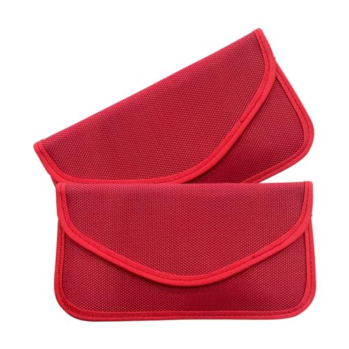KITUREK 2PCS Faraday Signal Blocking Bag, Key Fob Protector, RFID Faraday Pouch Cage Box Wallet Case for Cell Phone Privacy Protection, Anti-Hacking RFID Card Protector Signal Shielding (Red)