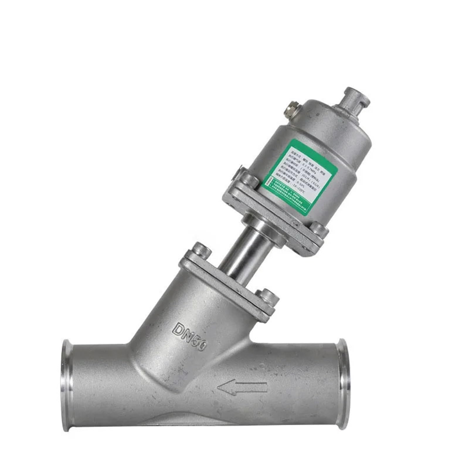 Vanne pneumatique à siège incliné 3/4 pouce double effet type A en inox