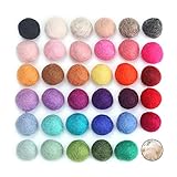 100% Wool Felt Balls - 35PCS | Assorted Color Pure Wool Pom Poms Bulk for Craft & Christmas Decoration