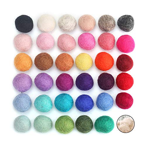 Tyawon 100% Wool Felt Balls - 35PCS | Assorted Color Pure Wool Pom Poms Bulk for Craft & Christmas Decoration（20mm）