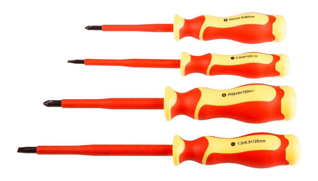 NEO TOOLS Elektriker Werkzeugset: 13-tlg., Isolierte CrV/S2 Werkzeuge | Spannungsprüfer, 2x Isolierband, Koffer, Für Montage, Reparatur & Installationen