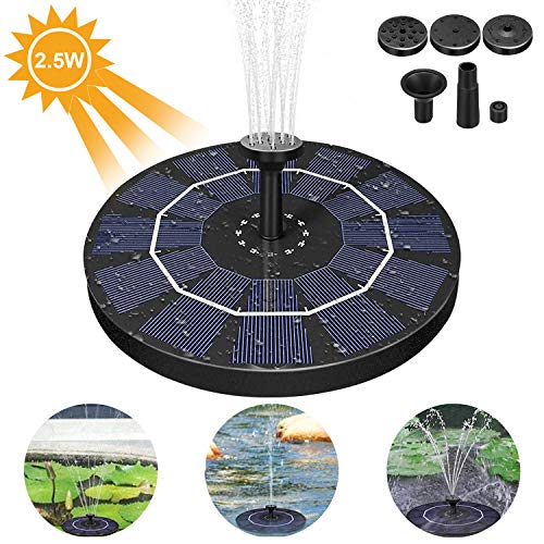 AIMTOP Pompa Solare per Fontana, 2.5W Fontana Solare da Giardino Pompa per Fontana Energia Solare, Pompa Laghetto Solare con 4 Ugelli, Pompa Fontane Giardino per Stagno, Piscina, Garden, Fish Tank