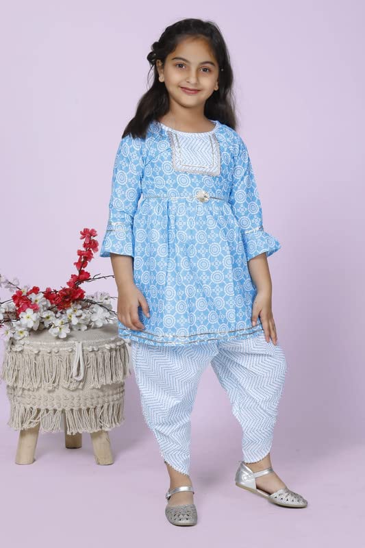 Image of ANNA's Arron Pants For Baby Girls Kids Summer Wear Dresses|Ethnic Dress For Kids| Kurti Pant For Kids