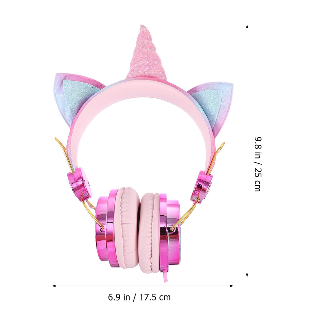 Uonlytech Cuffie Over Ear a Forma di Gatto e Unicorno, Strass, Microfono e Controllo Volume, Cavo 1,2m per Smartphone e Tablet