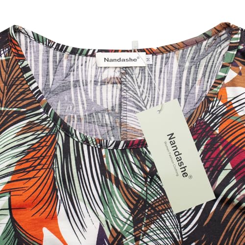 Image of Nandashe Womens 3 /4 Sleeves Floral Tunic Shirts Summer Casual Dressy Blouse Tops