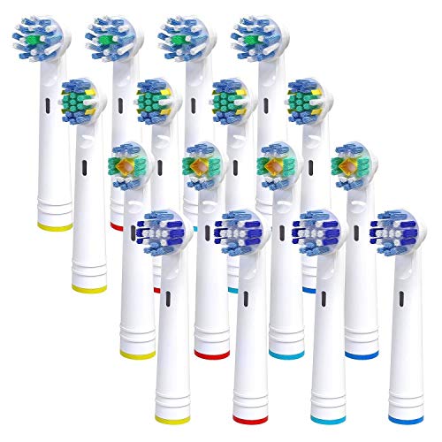Kupton Replacement Brush Heads for Oral B, 16 Pcs Electric Toothbrush Replacement Heads for Oral B Pro 3000 Pro 5000 Pro 7000, Include Precision Clean, Cross, Floss Action & 3D Whitening Brush Heads