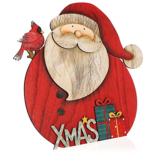 com-four® Decorative display for Christmas, Santa Claus made of wood to put down - Image 3