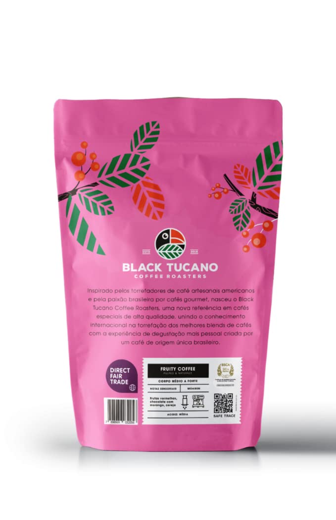 Exotic Specialty Coffee Black Tucano - Brazilian Medium Roast with Sublime Fruit Notes - Coffee - 8.8 Ounces 250 Gr Ground
