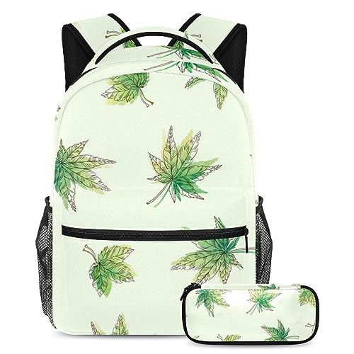 Sac à dos feuilles vertes pour voyage étudiant et sorties quotidiennes des ados