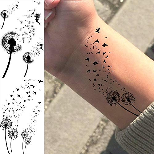 Egmbgm 13 Sheets Beautiful Dandelion Temporary Tattoos For Women Realistic Flying Dandelion Birds Butterfly Fake Tattoos Flowers For Girls Kids Hand Wrist Neck Decoration Temp Tatoos Temporary Sticker #TOP7