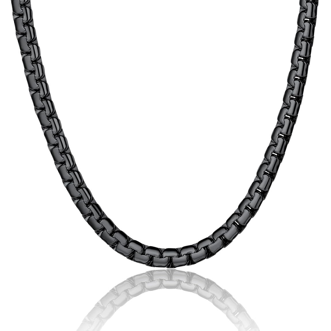 4/6mm Box Chain Necklace,14/18/22/24/26/28/30inch, 316L Stainless Steel/Gold Plated/Black -Send Gift Box