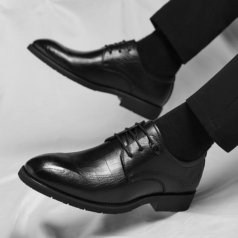 Men's Tuxedo Dress Shoes Casual Business Oxford Dress Shoes for Men Slip On Pointed Toe Derbys Shoes(9.5)3