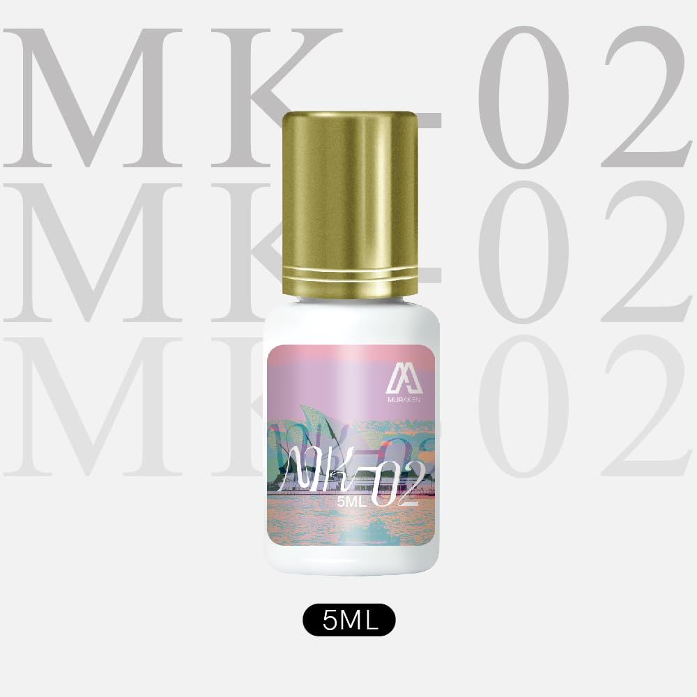 MURAKEN MK02 Made in Taiwan Eyelash Glue- Extra Strong Adhesive for Salon Use, Multiple Drying Times (0.5-1 Sec),0.17 fl.oz/5ml, 7-8 Week Retention-for Trained Lash Technicians Only