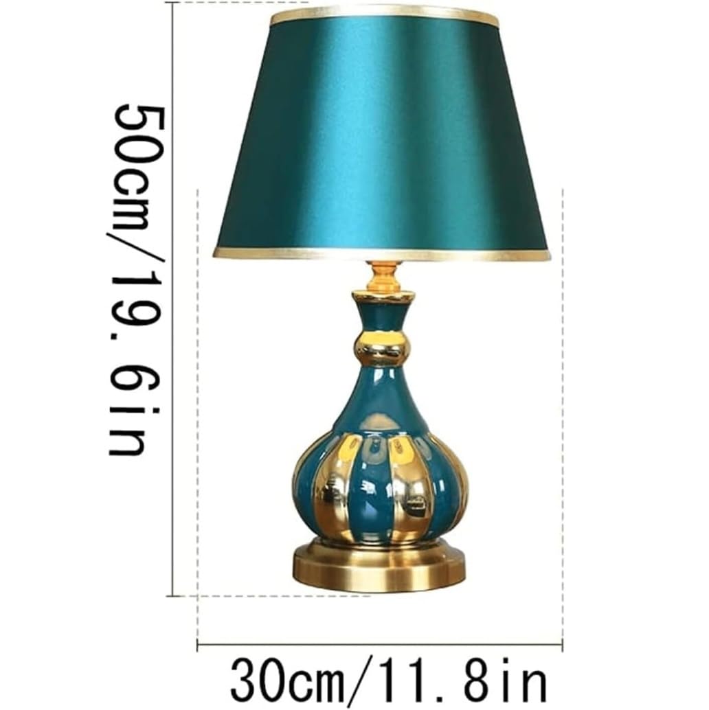 Lampa stołowa Lampa nocna Lampa ceramiczna Abażur z tkaniny Biurko E27 Szafka nocna Ochrona oczu (Kolor: niebieski Rozmiar ściemniacza S