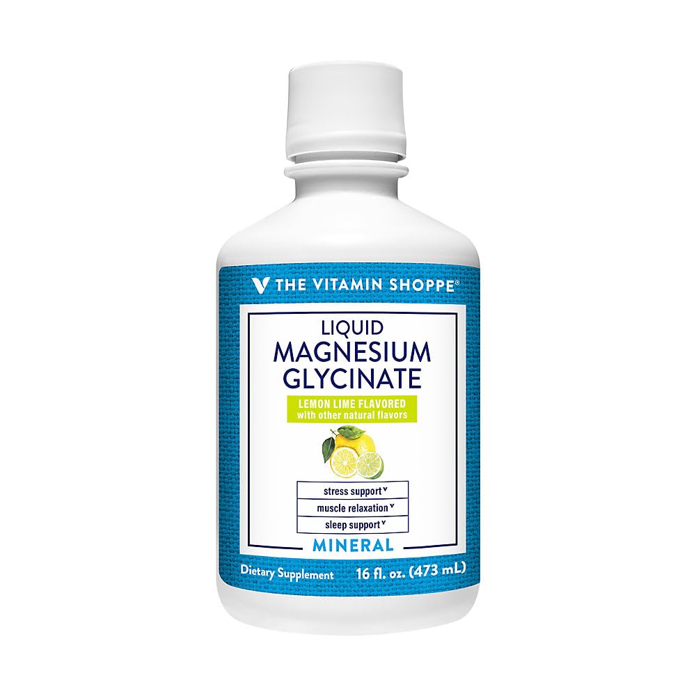 The Vitamin Shoppe Brand Liquid Magnesium Glycinate, Lemon Lime, 16 Fl Oz 60 Servings Liquid