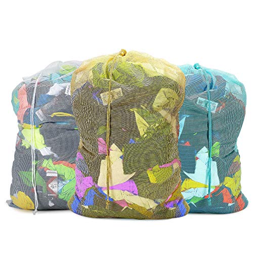 Dalykate Commercial Mesh Laundry Bag 24" x 36" 3 Pack Sturdy Mesh Material