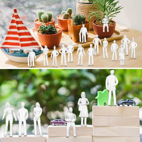 Image of Namalu 100 Pcs White Unpainted Model People Figures 1: 75 Scale Model Trains Miniature Character Models Standing Little People Figures for Architectural Project Miniature Scenes DIY Mini Making