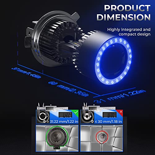 Car Work Box H4 Led Motorcycle Headlight Bulb W/Angel Eye Drl 9003 Hs1 Hi/Lo Beam 6400Lm Conversion Kit (1 Pack, 6000K White) #TOP2