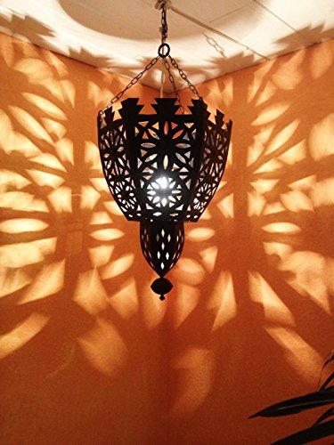 Orientalische Lampe Pendelleuchte Schwarz Frana E27 Lampenfassung | Marokkanische Design Hängeleuchte Leuchte aus… – Bild 5