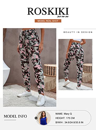 Evaless Womnes Drawstrings Jogger Sweatpants Camouflage Strecth Lounge Pants With Pockets Pink Xl #TOP3