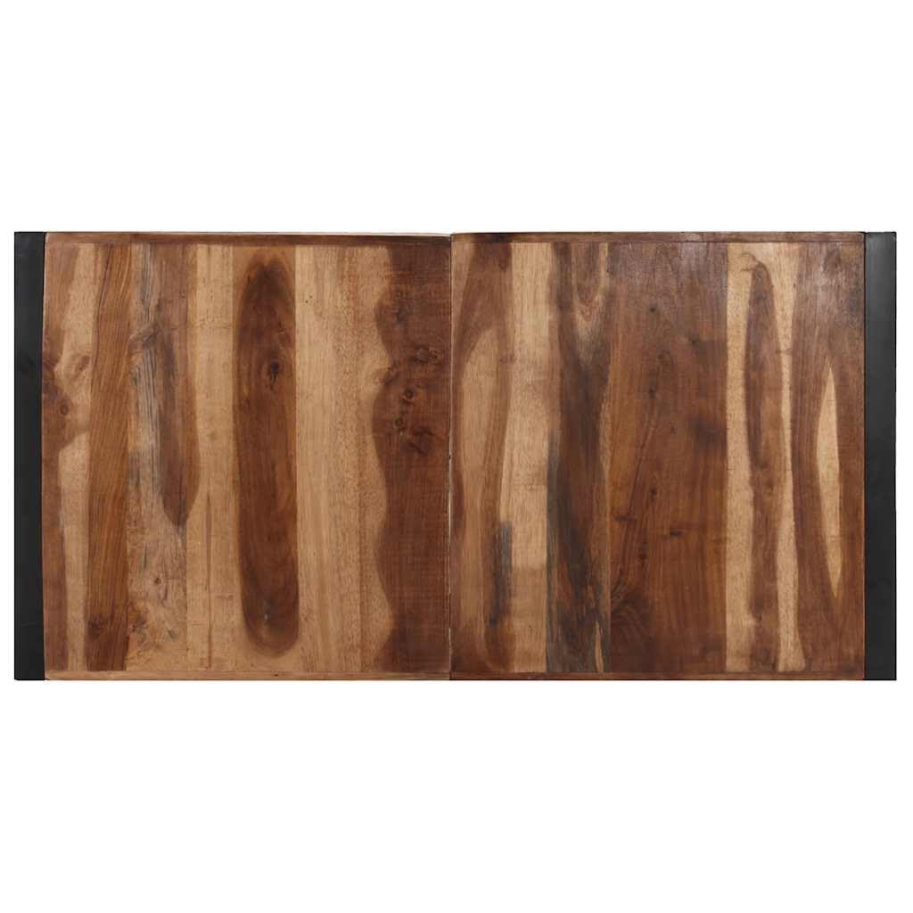 Mesa de centro industrial de 140 x 70 x 40 cm de madera maciza de acacia y madera de caucho, patas de acero con recubrimiento en polvo para mayor estabilidad, grano de madera natural, pieza