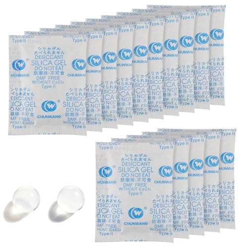 30g x 15 Pcs Silica Gel Sachet, Sachet Anti Humidité, Gel de Silice Sachet Deshumidificateur, Silica Gel Sachet Absorbeur D'humidité pour VêTements Produits électroniques, les Aliments, les Bijoux