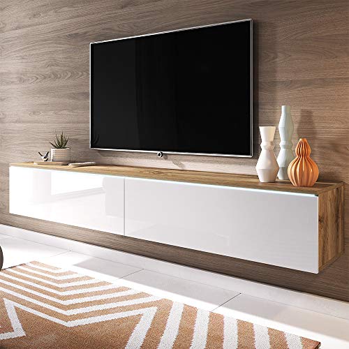 Selsey-Kane-Mueble-TV-FlotanteMesa-TVMueble-para-SalonMueble-TV-Suspendido-180-cm-sin-LED-Roble-DoradoBlanco-Brillante