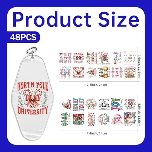 Image of 48 Pcs UV DTF Stickers Christmas Quotes Sticker for Keychain