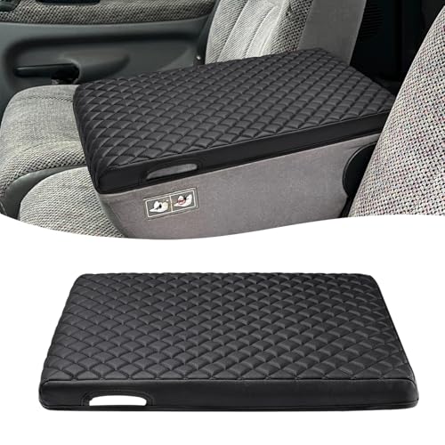 KBH Center Console Armrest Cover for Dodge Ram 1500 2500 3500 1994-2001 19x15 Jump Seat Vinyl Leather Interior Accessories Anti-Scratch Black