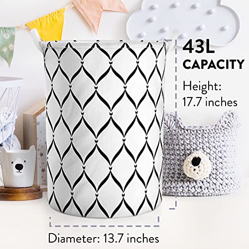 Glampers-Collapsible-Laundry-Baskets-Clothes-Hampers-for-Laundry-Cotton-Linen-Laundry-Bin-w-Waterproof-Lining-and-Drawstring-Black-Diamond-Medium