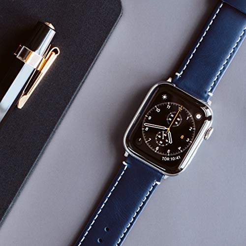 Image of BARTON WATCH BANDS - Top Grain Leather Watch Bands Compatible with Apple Watch Models - 1, 2, 3, 4, 5, 6, 7, 8, 9, 10, SE, Ultra & Ultra 2