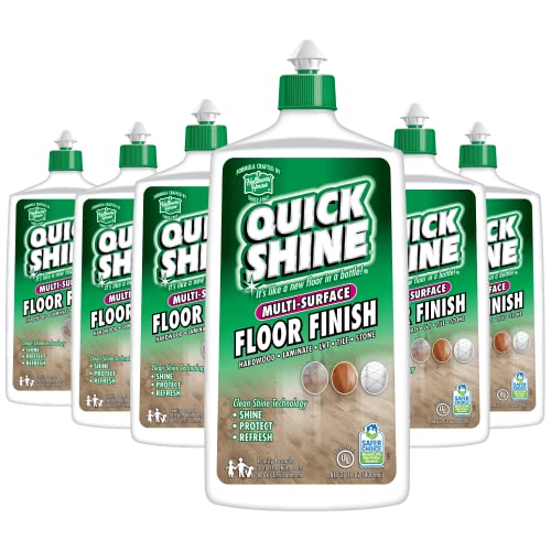 Quick Shine Multi Surface Floor Finish 27oz, 6Pk | Cleaner & Polish to use on Hardwood, Laminate, Luxury Vinyl Plank LVT, Tile & Stone | Safer Choice w/Clean Shine Technology | Shine-Protect-Refresh