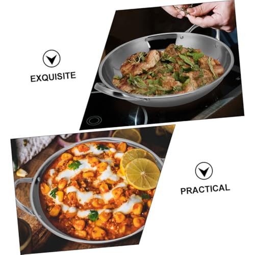 Wok de acero inoxidable con doble mango para uso diario miniatura 3