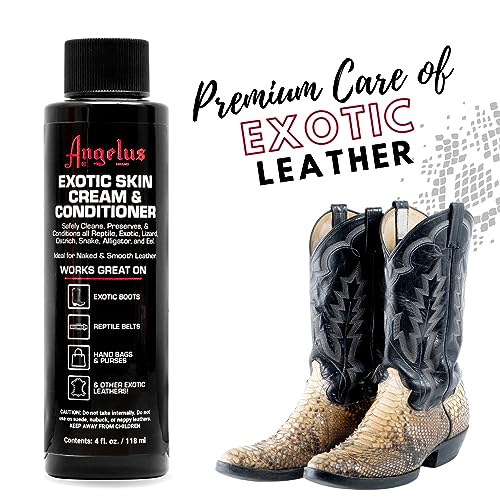 Angelus Exotic Leather Conditioner and Cleaner, 8oz - Reptile Deep Conditioner and Cleaner for Shoes, Boots, Belts, Bags - Made In USA