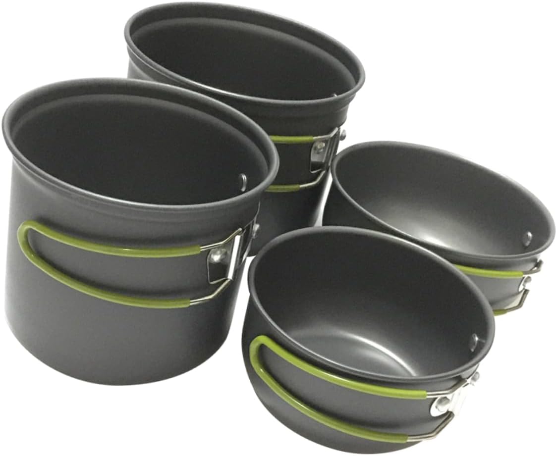 Outdoor Cooking Utensil Set Lightweight Camping Cookware Stove Pan Kit Silicone Cover for Easy Cleaning
