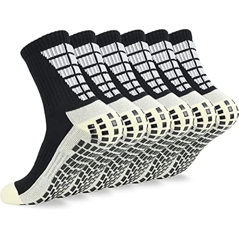 Mens 3 Pairs Anti Slip Football Socks,Non Slip Football/Basketball/Hockey Sports Grip Socks,Cotton Trainer Running Walking Hiking socks For mens Cover