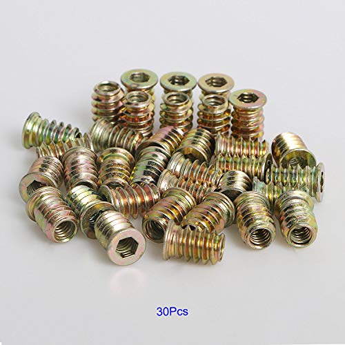 Insert fileté bois 1/4-20 solide : lot de 30 fixations hexagonales - 6