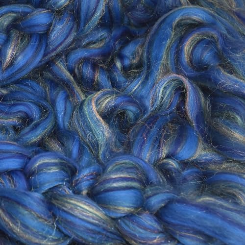 Image of Combed Top Roving. Limited Edition Fiber for Spinning, Needle Felting, Wet Felting, Weaving and Crafting. Fancy, Colorful, Exotic Designer Blend, Phasian