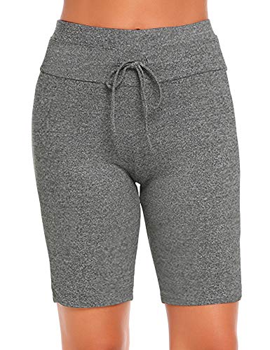 Ekouaer Women's Sport Board Short Swimsuit Bottom Skinny Swim Shorts Yoga Shorts Dark Gray