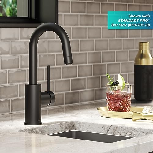 KRAUS-Oletto-Single-Handle-Kitchen-Bar-Faucet-with-QuickDock-Top-Mount-Installation-Assembly-in-Matte-Black-KPF-2600MB KRAUS Oletto Single Handle Kitchen Bar Faucet with QuickDock Top Mount Installation Assembly in Matte Black KPF 2600MB