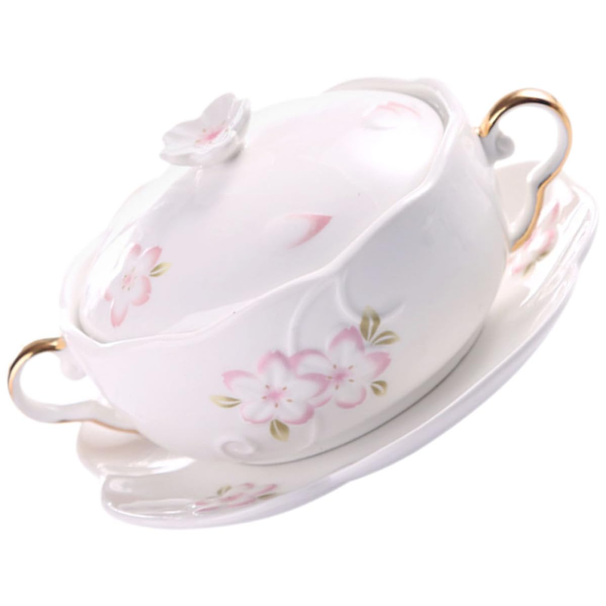 Gatuida Juego de Tazones de Porcelana Doble Asa para Sopa y Postres, Multiuso, Diseño Blanco Elegante, Adecuado para Uso Diario y Decoración del Hogar